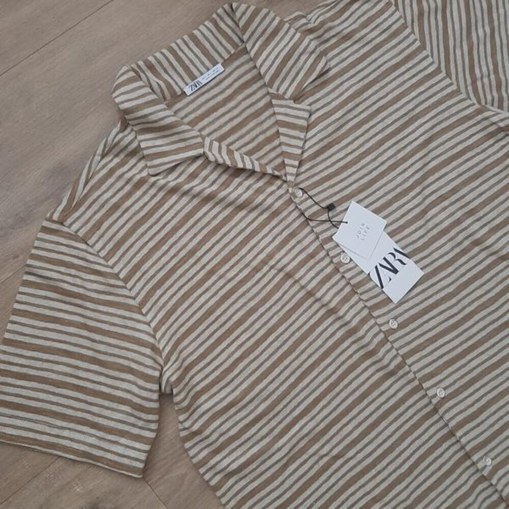 Zara Mens Polo Linen Blend Polo Shirt SIZE S 6264/428/009